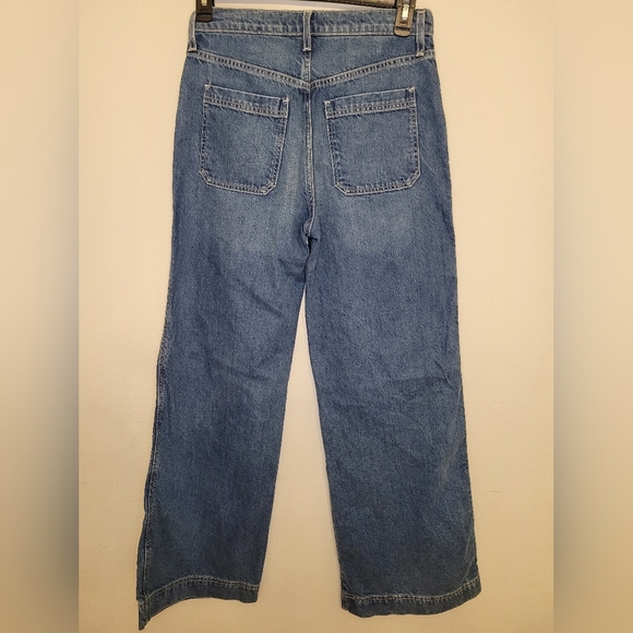 NWT Lauren Ralph Lauren Highrise Wideleg Blue Baggie Jeans Rope Drawstring Sz 6 - Picture 8 of 13